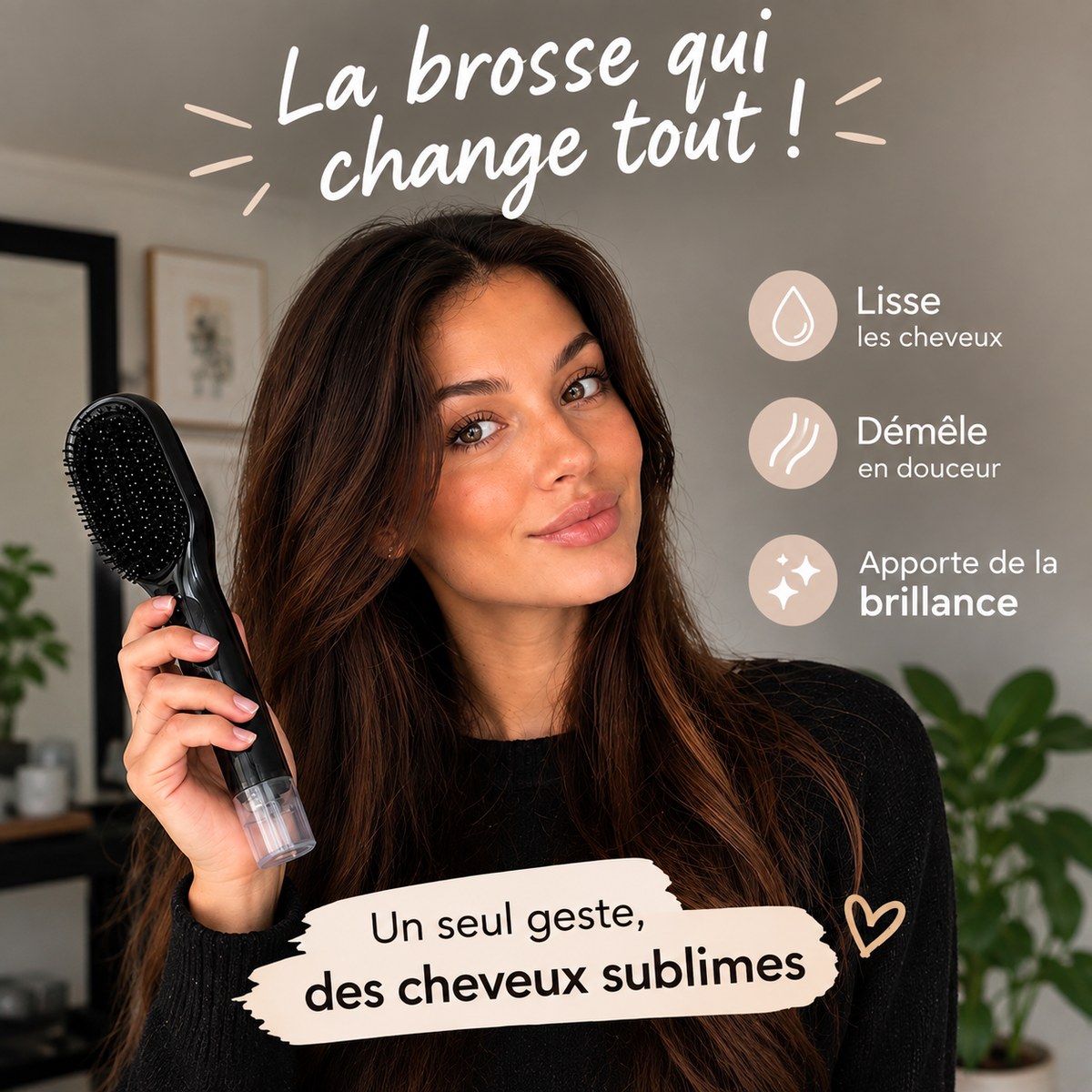 MISTLY Brosse à Cheveux 2 en 1